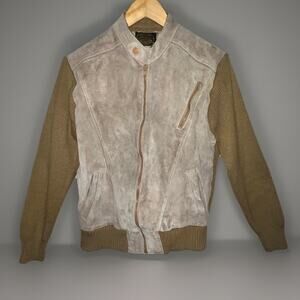 VTG Sweater Emporium Suede Knit Jacket Tan M (Fits Small) Retro Western 80s Zip